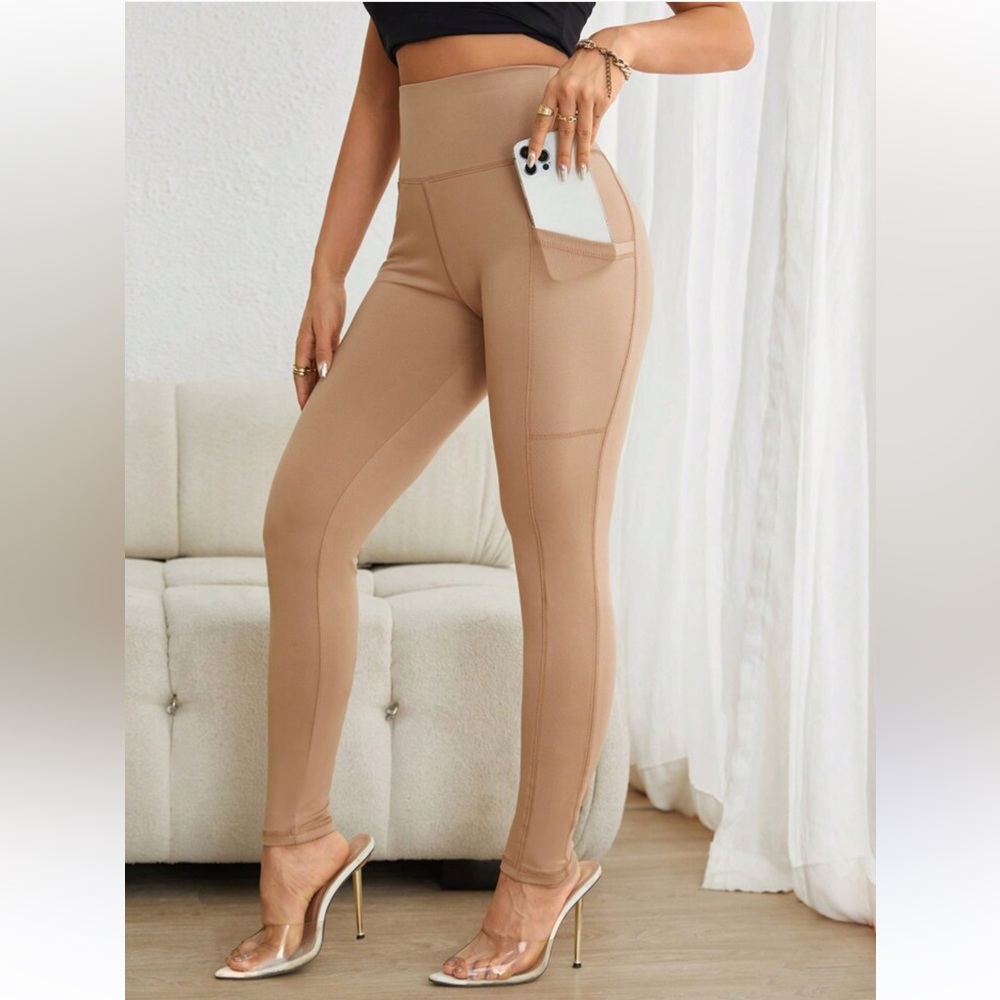 Nude/Neutral Kyodan Women's Ribbed Compression Running Tights -WithPockets-